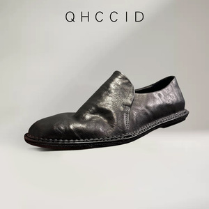 Mocasines de Cuero Negro para Hombre QHCCID, Cosidos a Mano, de Cuero Genuino, Tacón Bajo, Zapatos Casuales - Product Image 3
