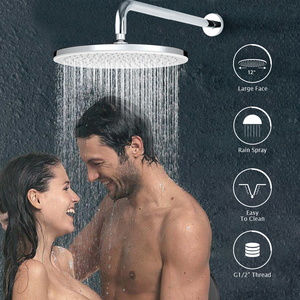 <span class=keywords><strong>Soffione</strong></span> doccia a soffitto grande da 12 pollici cromato e <span class=keywords><strong>bianco</strong></span> in ABS 30cm per bagno con ugelli in silicone antiintasamento - Product Image 6