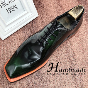 Zapatos formales de negocios de alta gama para hombre, de cuero genuino en colores retro, con cordones, tipo derby, ideales para la oficina. - Product Image 1