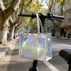 Fashion Holographic Pu Laser Shopping Portable Gift Bag for Trade Show Handbag - Product Image 3