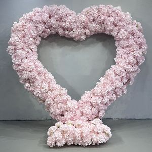 Rosa herzförmiger Hochzeits bogen künstlicher Blumen bogen für Hochzeits dekoration - Product Image 1