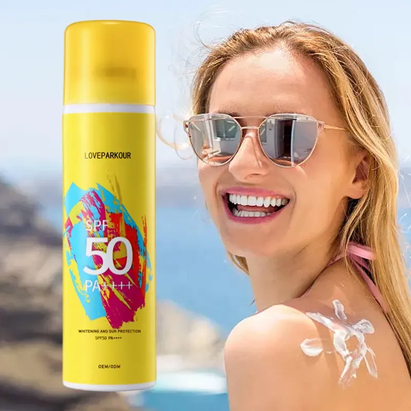 Mini hidratante sem perfume spf50 spf30, fabricante em atacado, marca personalizada, à prova d' água, corpo transparente, spray solar