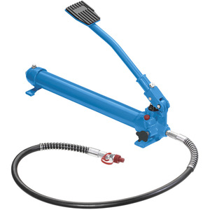 Blue <b>Hydraulic</b> <b>Pump</b> With Flexible Hose And Foot Pedal For Workshop Use - Product Image 1