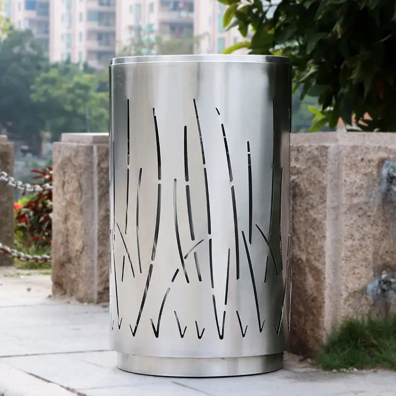 中国新デザイン亜鉛メッキ鋼屋外丸型金属製ゴミ箱