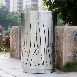 China New Design Galvanized Steel Outdoor Round Standing Metal Garbage Trash Can