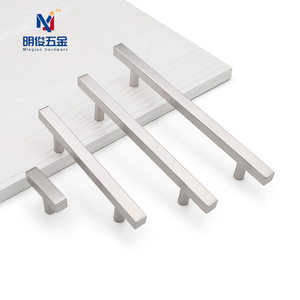 Modern <strong>Square</strong> T-Bar Handle Stainless Steel Silver Hollow Furniture Hardware <strong>Knobs</strong> for Kitchen Bedroom Cabinets Dresser <strong>Drawer</strong> - Product Image 1