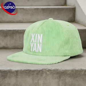 Casquette de baseball QZFSO en velours côtelé à visière plate, personnalisable avec logo brodé, 5 panneaux, haute qualité, réglable, style golf, snapback - Product Image 1