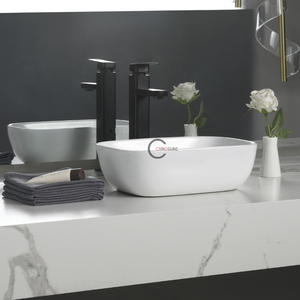 Lavabo Cuadrado de Cerámica para Baño, Mueble de Baño con Lavabo, Diseño Simple Estándar Europeo, Venta al Por Mayor - Product Image 3