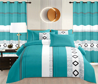 Parures de lit avec rideaux assortis, taille King, 6 pièces, drap de lit en polyester, drap de lit en coton
