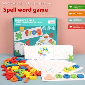 Jeu de blocs de construction en bois, jouets éducatifs amusants et transfrontaliers pour l'orthographe des mots, cartes cognitives, PK, 26 lettres anglaises - Product Image 4