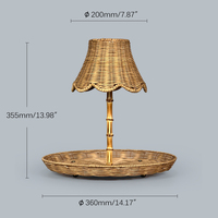 Lampe de table rechargeable en bambou sans fil à commande tactile, abat-jour en rotin, pour mariage, camping, LED à intensité variable alimentée par batterie