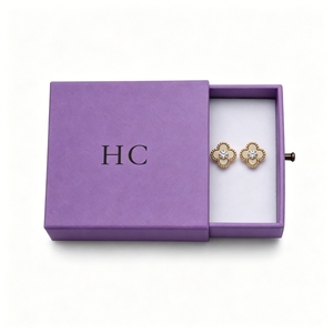 Vintage Rigid Cardboard Earring Case Sliding Drawer Style Custom Graphics Printed OEM Jewelry Packaging Box Bespoke Supplier - Product Image 6