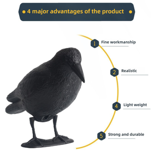 Décoy de corbeau <span class=keywords><strong>en</strong></span> plastique moulé par soufflage, durable et résistant aux intempéries, avec crochet de suspension et base large pour la décoration de jardin et de cour, <span class=keywords><strong>en</strong></span> stock - Product Image 3