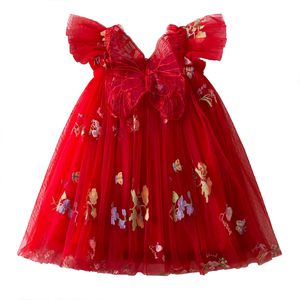 Abiti da ragazza di fiore 2025 nuovi arrivati a fiori <span class=keywords><strong>con</strong></span> ricamo a farfalla abito Casual stampato da ragazza di fiori per bambini - Product Image 5