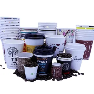 Wegwerp hot drink cups met lids_white koffiekopjes bulk_wax papier cups