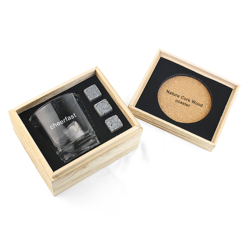 Verre transparent - Avec sous-verre en liège marron