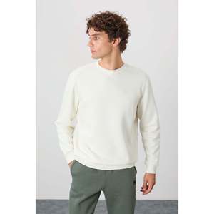 Sweat-shirt homme brossé Omar Ecru - 88137 - Ecru - Product Image 1