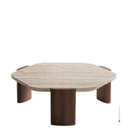 Table basse en marbre travertin naturel moderne pour petit appartement, salon, maison, balcon – style contemporain et tendance