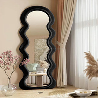 Miroir sur pied en velours arqué en flanelle pour la décoration de la salle de bain à domicile