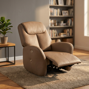 Sofá reclinable eléctrico moderno para sala de estar, con estructura metálica completa, tapizado en cuero, extensible. - Product Image 2