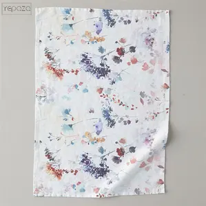 리투아니아 리넨 접시 수건 그린 Florals 주방 핸드 타올 멋진 티 타올 린넨