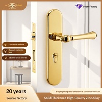 Serrure de porte intérieure en bois de style français, finition or massif, en alliage de zinc, à clé, avec mécanisme de fermeture silencieuse, pour chambre d'hôtel et salle de bain