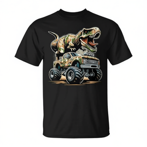 Camiseta de camuflaje militar con diseño de dinosaurio T Rex Monster Truck para niños pequeños - Product Image 2