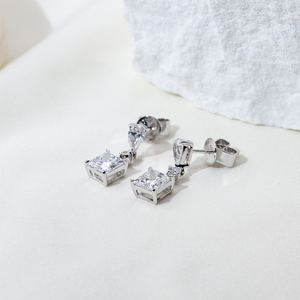 Pendientes de Oro Blanco de 9K con Diamante de Laboratorio de 1 Quilate, Modelo MSE-697 de Messi Jewelry, en Existencia - Product Image 2