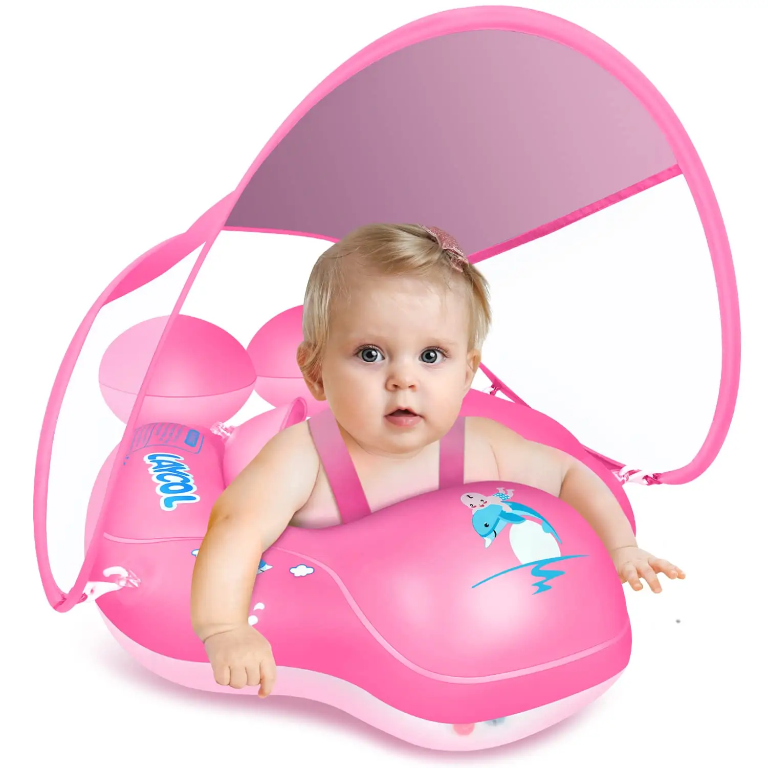 CHOOYOU Baby Swimming Pool Float with Removable UPF 50+ UV Sun Protection Canopy for Age of 3-36 Months