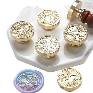 Ensemble de tampons à cire Suidis avec têtes en cuivre, motif en relief multicouche pour la décoration, le scellage de journaux et de papiers - Product Image 4