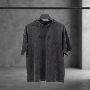 เสื้อยืดโอเวอร์ไซส์สีดำล้วน ผ้าคอตตอนเนื้อหนัก 250gsm คุณภาพสูง แบบวินเทจ ยี่ห้อ Fly Fit International ขายส่ง - Product Image 1