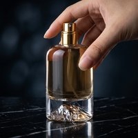 Botella de Perfume de Vidrio Transparente de Lujo, Cilíndrica y Vacía, de 30ml/50ml, con Tapa de Corona