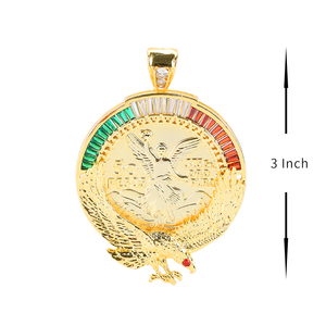Tres tonos Hiphop colgante para hombre joyería chapado en <span class=keywords><strong>oro</strong></span> 24k águila grande Moneda <span class=keywords><strong>de</strong></span> <span class=keywords><strong>Oro</strong></span> centenarios colgante - Product Image 3
