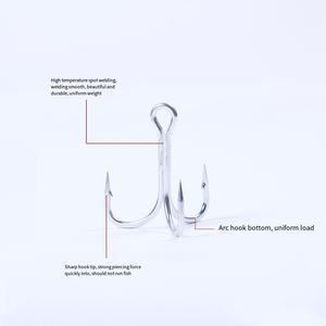Hameçon triple renforcé <span class=keywords><strong>5X</strong></span> de haute qualité 8 # -5/<span class=keywords><strong>0</strong></span> #   Acier à haute teneur en carbone antirouille pour la pêche au thon en eau salée, matériel de pêche au gros gibier - Product Image 4