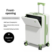 Valise à ouverture frontale grande capacité unisexe, nouveau modèle 2026, cadre en aluminium, 20 pouces, bagage cabine, avec serrure à combinaison et port de chargement USB