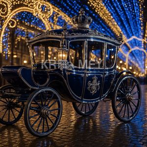 Carruaje Eléctrico de Princesa Cenicienta de Buena Calidad, Diseño Negro, Carroza de Caballos para Fotos en Parques, en Venta - Product Image 4