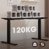 Bureau électrique ergonomique moderne pour télétravail, réglable en hauteur à double moteur, avec cadre de table assis-debout électrique