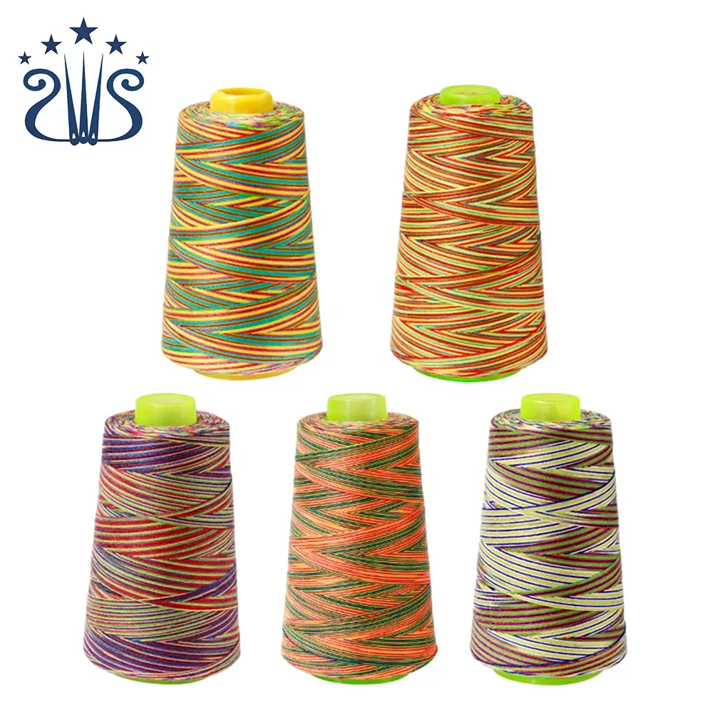20S/3 Multi-color Polyester Thread Rainbow Sewing Thread for Crocheting / Lace