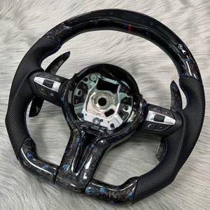 Volante de Coche LED de Fibra de Carbono Forjado Azul con Cuero para BMW F06 F10 F15 F16 F22 F30 F31 F32 F33 M3 M4 F22 X3 X5 X7 325i 525i - Product Image 4