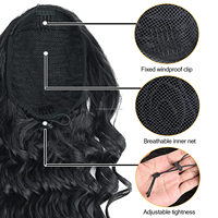 Nouveautés Perruque Queue de Cheval Frisée et Crépu de 23 Pouces pour Femmes Noires Extensions à Cordon Synthétiques Bouclées Accessoires de Cheveux