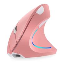 Mouse Gaming Nirkabel Vertikal Ergonomis Optik Dual Mode 2.4G LED 6D untuk Laptop, Antarmuka USB, Backlit, Orientasi Tangan Kanan