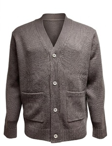 <b>Men</b> Solid Gray V Neck Cable <b>Knit</b> 100% Acrylic Anti-Pilling <b>Cardigan</b> Sweater Long Sleeve Winter Pullover - Product Image 2