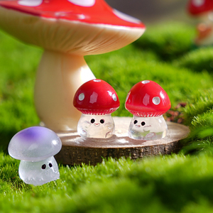 Miniatur bercahaya Resin Mini bercahaya Jamur Kerajinan patung untuk DIY peri terarium taman rumah boneka dekorasi akuarium - Product Image 3