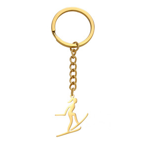 Nueva moda esquí llavero doble tablero esquí trineo deportes llaveros bolsa <span class=keywords><strong>de</strong></span> acero inoxidable coche llavero accesorios joyería regalo - Product Image 1