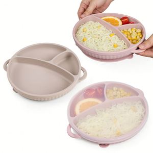 Ensemble d'assiettes divisées en silicone avec ventouse, animaux de dessin animé, sans BPA, écologiques, en forme de cœur, pour les repas des tout-petits et des enfants - Product Image 1