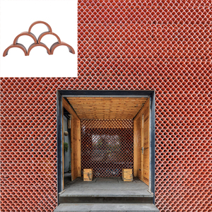Blocs de terrasse en terre cuite perforés décoratifs demi-ronds pour mur d'accentuation 200*100mm - Product Image 6