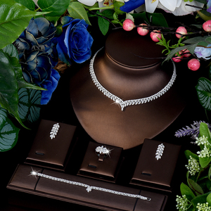 <span class=keywords><strong>Set</strong></span> di Gioielli da Sposa di Alta Qualità con Zirconia Cubica a Forma di Foglia, Collana alla Moda per Donna, <span class=keywords><strong>Set</strong></span> di 4 Pezzi con Ciondolo per Matrimonio e Feste S-606 - Product Image 1