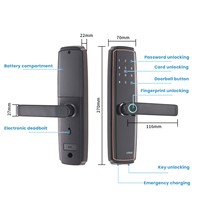 Produit le plus vendu - Serrure de porte intelligente en bois ultra-fine, étanche, avec écran tactile, mot de passe, TuYa Wifi, carte RFID et clé