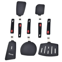 Ensemble d'ustensiles de cuisine en silicone avec manches en acier inoxydable, spatule antiadhésive et spatule ajourée, 5 pièces, résistant au four, pour la cuisine domestique