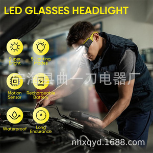 Adjustable Rechargeable Headlamp With Detachable <b>Sunglasses</b> For Night Fishing Cycling Outdoor Use 2000 Mmah <b>Led</b> Light - Product Image 4